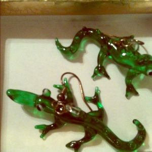 COPY - Adorable green  gator dangle earrings